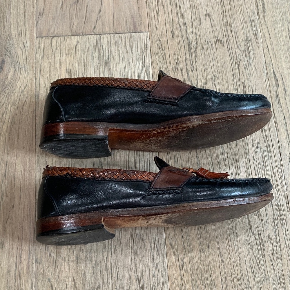 Allen Edmonds Maxfield Black and Brown Tassel Leather Loafers Size 9 - Picture 10 of 11